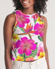 Hibiscus Paradise Floral Women’s Cropped Tank Top