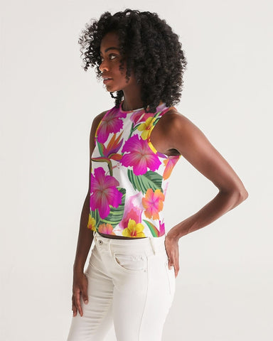 Hibiscus Paradise Floral Women’s Cropped Tank Top