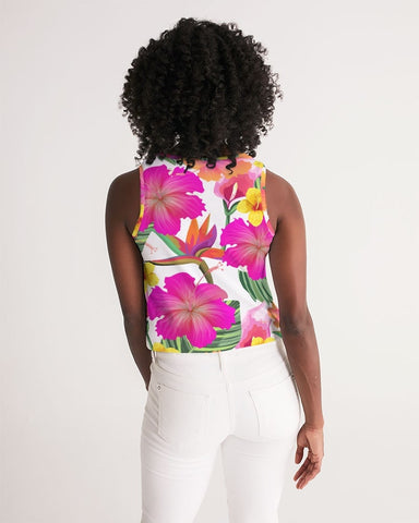 Hibiscus Paradise Floral Women’s Cropped Tank Top