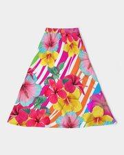 Island Flowers Women’s A Line Midi Skirt