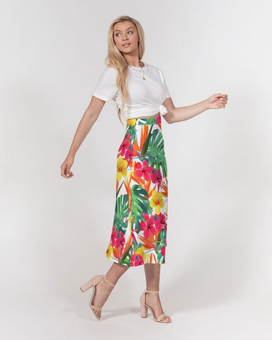 Bird of Paradise Floral Women’s A Line Midi Skirt