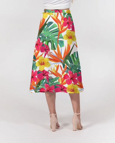 Bird of Paradise Floral Women’s A Line Midi Skirt
