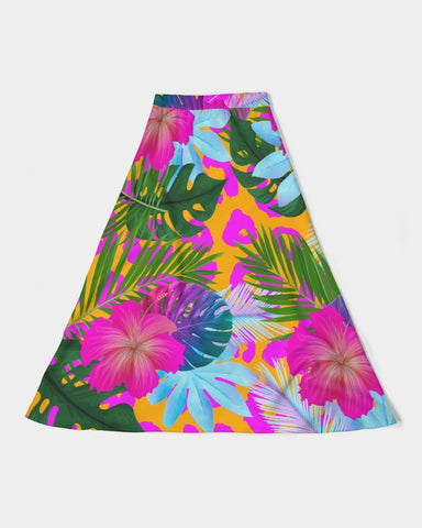 Floral Tropical Women’s A Line Midi Skirt