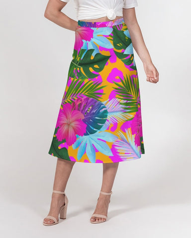 Floral Tropical Women’s A Line Midi Skirt