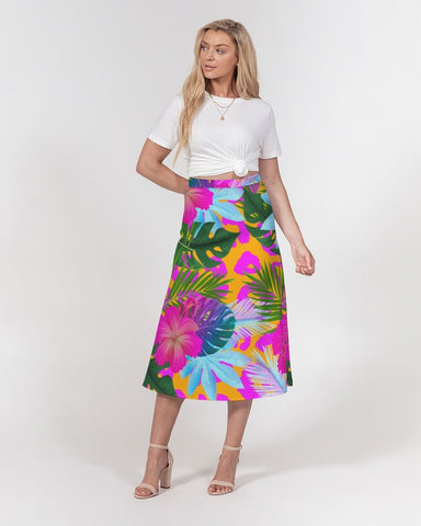 Floral Tropical Women’s A Line Midi Skirt