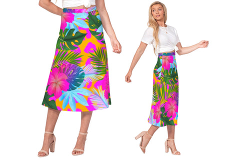 Floral Tropical Women’s A Line Midi Skirt