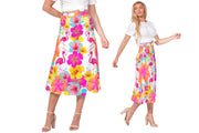 Flamingos Hibiscus Floral Women’s A Line Midi Skirt