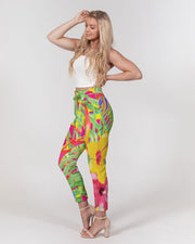 Paradise Island Floral Women's Belted Tapered Pants