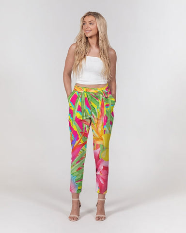 Paradise Island Floral Women's Belted Tapered Pants