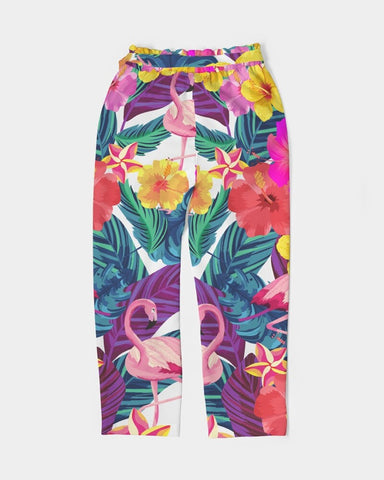 Floral Flamingos Women's Belted Tapered Pants