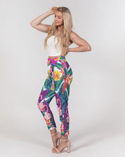 Floral Flamingos Women's Belted Tapered Pants