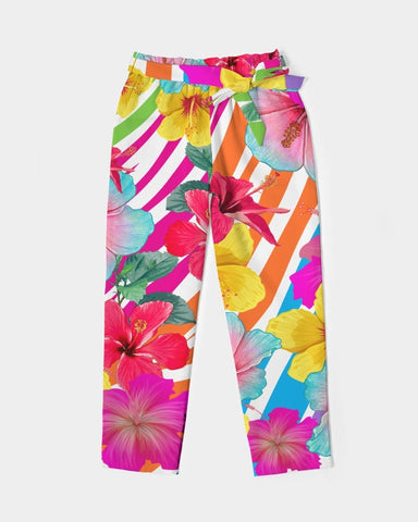 Island Flowers Women's Belted Tapered Pants