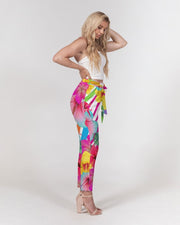 Island Flowers Women's Belted Tapered Pants