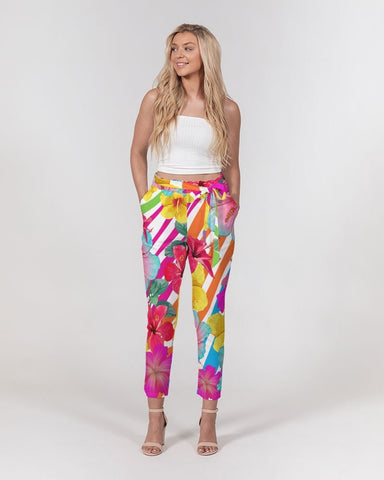 Island Flowers Women's Belted Tapered Pants