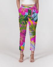 Tropical Floral Women's Belted Tapered Pants