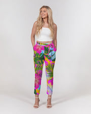 Tropical Floral Women's Belted Tapered Pants