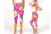 Hibiscus Paradise Floral Women's Belted Tapered Pants