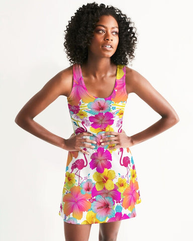 Flamingos Hibiscus Floral Racerback Dress