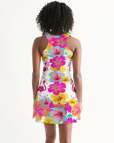 Flamingos Hibiscus Floral Racerback Dress