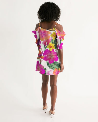 Hibiscus Floral Cold Shoulder Dress