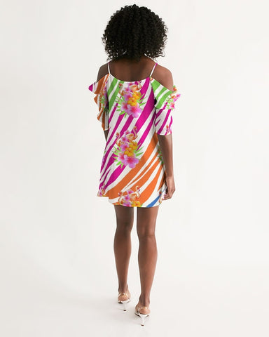 Flamingo Fiesta Cold Shoulder Dress