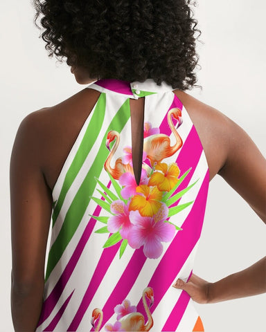 Flamingo Fiesta Halter Dress