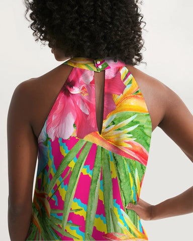 Paradise Island Floral Halter Dress