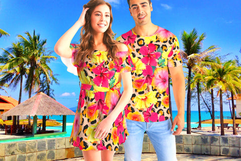 Animal Print Floral Matching Couples Outfits