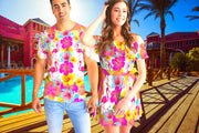 Flamingos Hibiscus Matching Couples Outfits