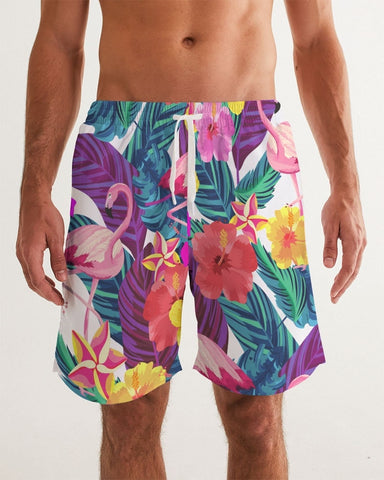 FLORAL FLAMINGOS COUPLES MATCHING SWIMSUITS