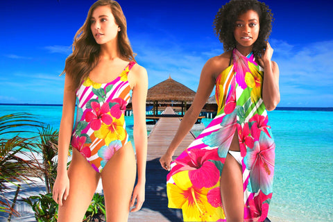 ISLAND FLOWERS COUPLES MATCHING SWIMSUITS