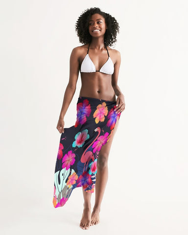Floral Hibiscus Flamingos Swimsuit Cover Up