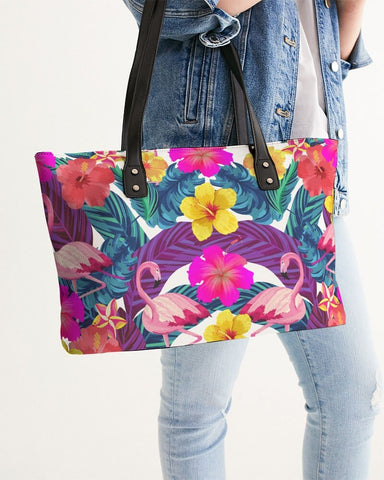 FLORAL FLAMINGOS TOTE BAG