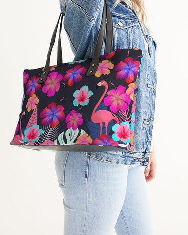 Floral Flamingos Tote Bag