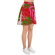 TROPICAL LEAVES RED SKATER SKIRT