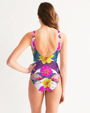 Floral Flamingos Women's One Piece Swimsuit