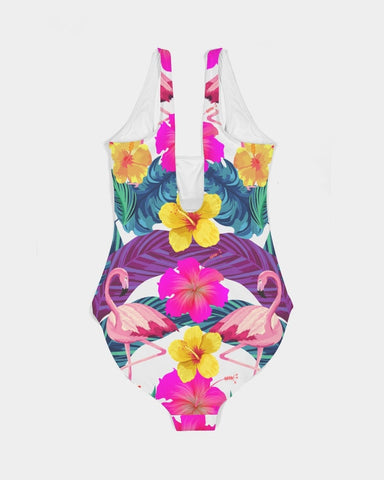 Floral Flamingos Women's One Piece Swimsuit