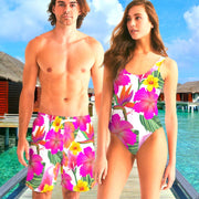 HIBISCUS FLORAL COUPLES SWIMSUITS