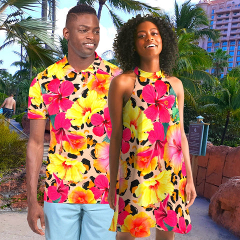 Animal Print Island Flowers Matching Couples Wear