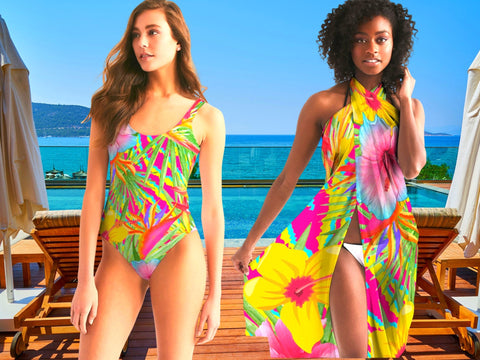 Paradise Island Floral Couples Swimsuits