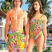 Paradise Island Floral Couples Swimsuits