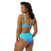 Bahama Blue Ombre Women's High Waist Bikini Swimsuit Set