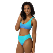 Bahama Blue Ombre Women's High Waist Bikini Swimsuit Set