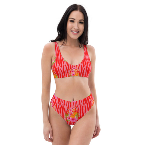 Fabulous Flamingos Women's High Waist Bikini Swimsuit Set