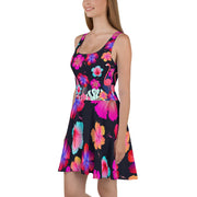 Floral Hibiscus Flamingo Skater Dress