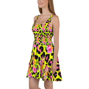 Animal Print Tropical Flamingos Skater Dress