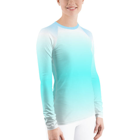 Ocean Blue Ombre Women's Rash Guard