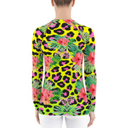 Animal Print Hibiscus Women's Rash Guard