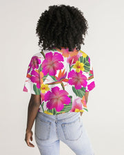 Hibiscus Floral Women's Cropped Top