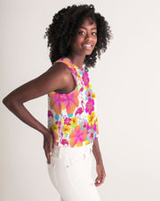 Flamingos Hibiscus Women’s Cropped Tank Top